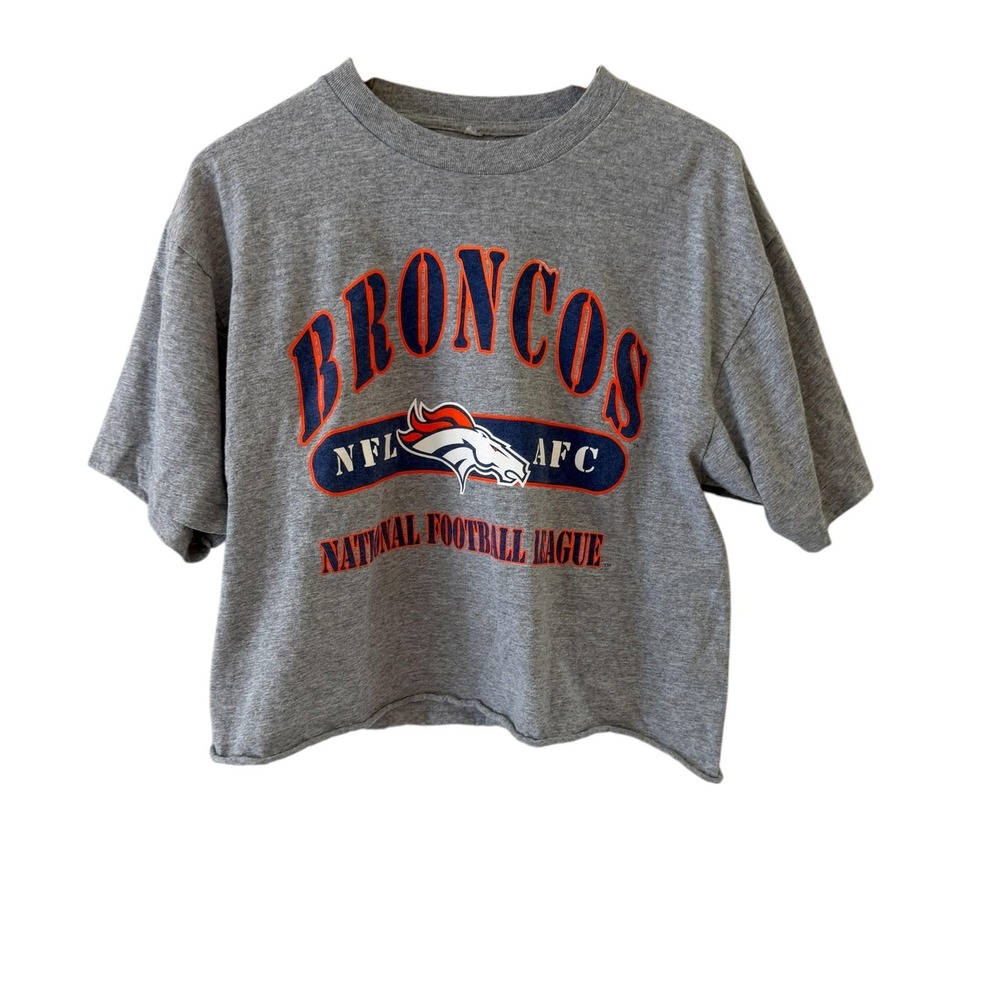Vintage Denver Broncos Terrell Davis 30 Crop Shirt Womens L Gray NFL 90s